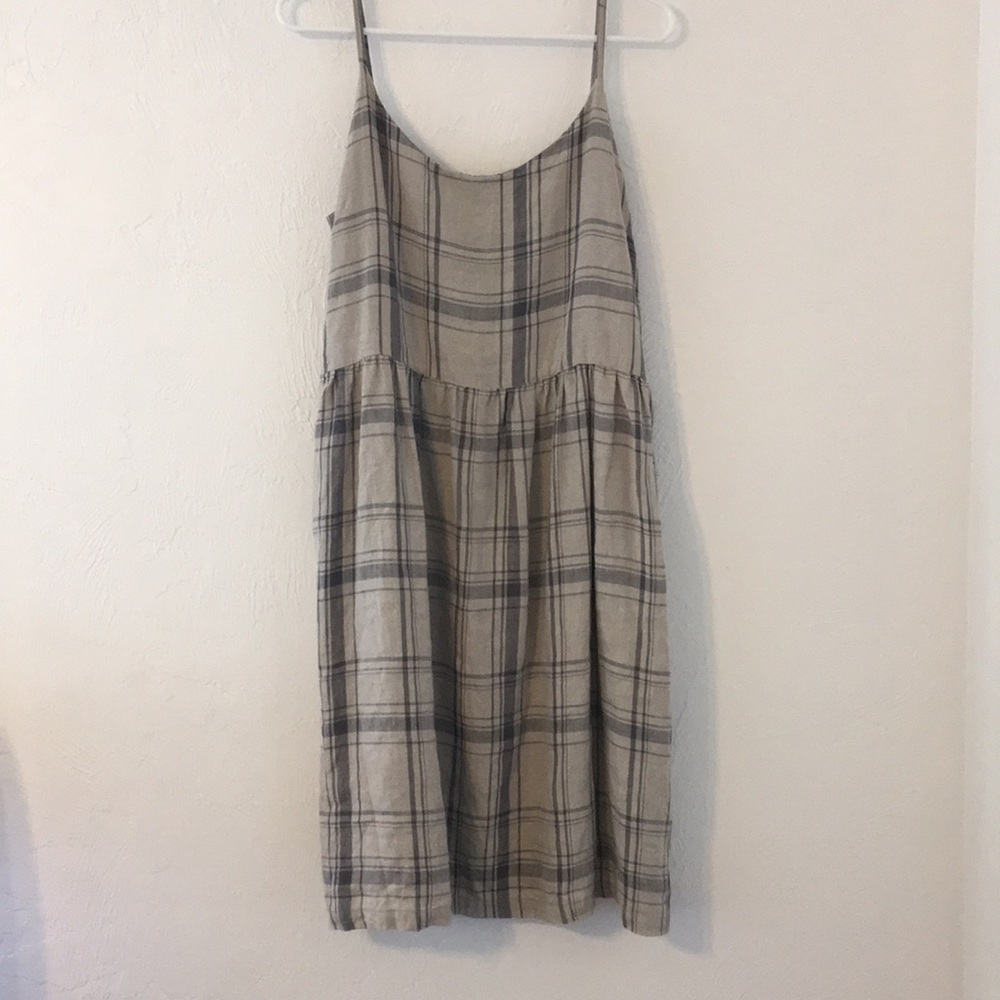 Simply Grey Life Elena Plaid Linen Tank Dress